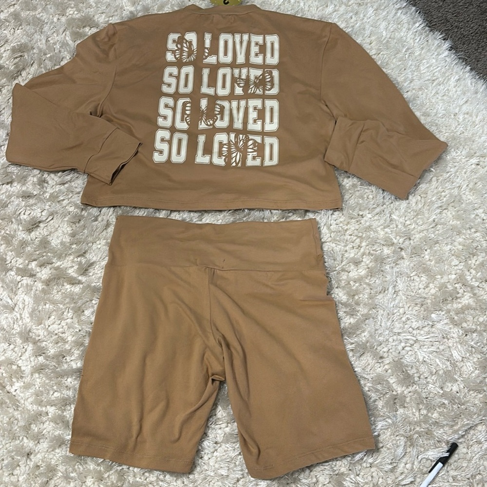 Feathers So Loved 2-Piece Biker Short Set